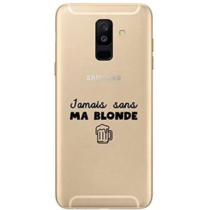Zokko Beschermhoesje voor Samsung A6 Plus 2018 Jamais zonder Mijn Blonde – zacht transparant inkt zwart