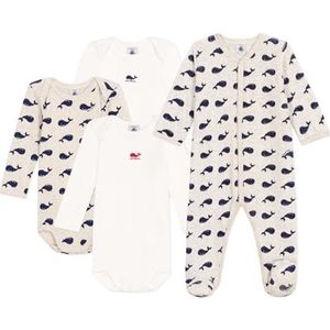 Petit Bateau Unisex baby A0CZG slaap goed en body's, variant 1, 3 maanden (set van 4), variant 1, 3 Maanden