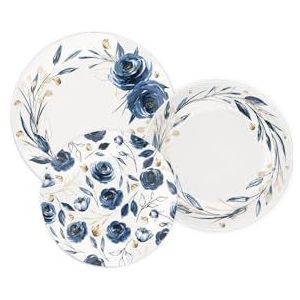 Tramontina - Set platte borden 28 cm, 22 cm diep en 21 cm van porselein Ana Flor. Set van 12.