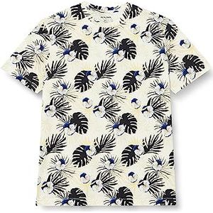 JACK & JONES PLUS Mannelijke JORTULUM AOP Tee SS Crew Neck PLS T-shirt, Cloud Dancer/AOP: Flowers, 5XL, Cloud Dancer/Aop: bloemen, 5XL