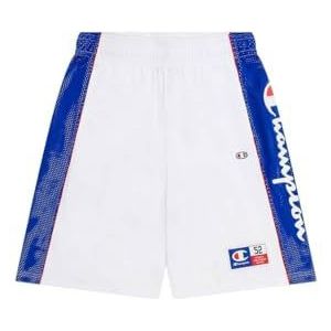 Champion Legacy Retro Sport - Laterale Colorblock PolyWarpKnit Bermuda Shorts, wit/blauw XL Heren SS24, wit/elektrisch blauw, XL