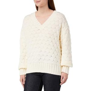 KAFFE Damestrui, oversized, pasvorm, lange mouwen, V-hals, patroon, Antiek wit, S