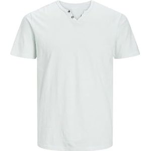 Mann JACK & JONES Eenvoudig T-shirt V-hals Korte mouw Katoen Shirt met Knoppen JJESPLIT, Colour:Mint, Size:S