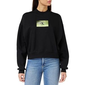Calvin Klein Jeans Dames verlichte doos logo ronde hals sweatshirts, zwart., XXS