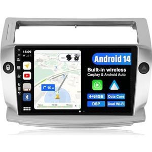 JOYX Android 12 autoradio, geschikt voor Citroen C4/C-Quatre/C-Triomphe (2004-2012), 4G + 64G, ingebouwde DSP/Carplay/Android auto, camera gratis, 9 inch 2 Din, SWC 4G WiFi BT DAB Fast-boot 360 camera