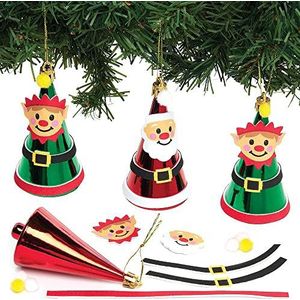 Baker Ross FX286 Kerstman en Elf Kerstbal sets - Set van 6, Kinder Kerstboom Decoraties Knutselset, Kunst en Knutselen Kerst Decoraties