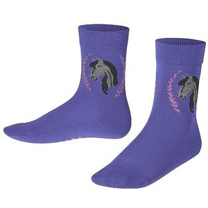 FALKE Unisex Kinderen Horse duurzame katoenen kindersokken met patroon ademend dun eenkleurig met paardenmotief glitter 1 paar sokken, paars (Blue Iris 8316), 35-38