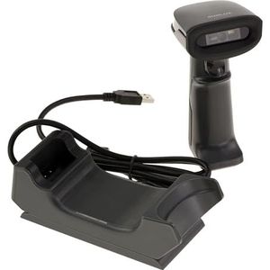 KALEA-INFORMATIQUE Handscanner voor het lezen van 1D EAN-barcodes en 2D QR-codes. Draadloos, 100 m bereik, oplaadbare batterij, op basis gemonteerd