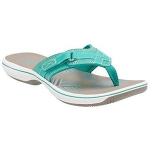 Clarks Women's Breeze Sea Flip Flop, New Turquoise Synthetic, 7 B(M) US