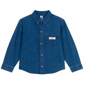 Petit Bateau Effen jeanshemd voor kinderen, Medium denim, 3 Jaren