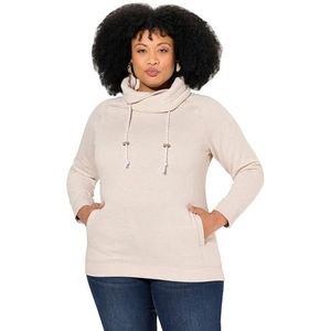 Ulla Popken Grote maten grote maten plus size sweatshirt, brede opstaande kraag, zakken, raglan-lange mouwen, Natuurlijke melange, 42/44