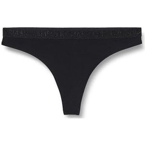 Emporio Armani Iconic Microfiber logo-band, verpakking van 2 stuks, tanga, zwart, XL voor dames, Zwart, XL