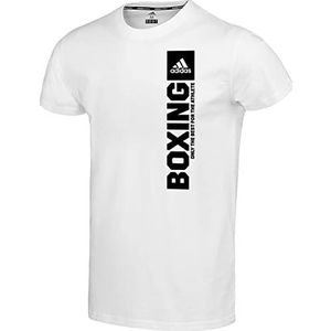 adidas T-shirt Community Vertical, uniseks sportshirt voor heren en dames, korte mouwen, 100% katoen, maat, witzwart, XL