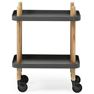 Normann Copenhagen Blok serveertafel, metaal, essenhout, donkergrijs, 64x50x35cm