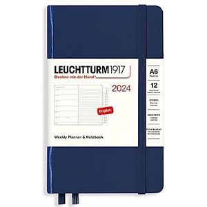 LEUCHTTURM1917 367734 weekkalender & notitieboek Pocket (A6) 2024, 12 maanden, marineblauw, Engels