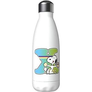 Snoopy - roestvrijstalen waterfles, hermetische sluiting, met veelkleurig Letter X-ontwerp, 550 ml, witte kleur, officieel product (CyP Brands)