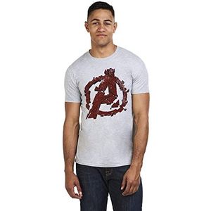 Marvel Avengers Cracked T-shirt voor heren, Grijs (Grijs Marl Spo), XXL