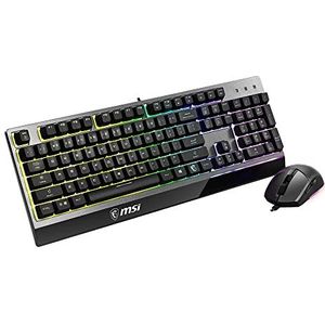 MSI Vigor GK30 Combo IT Semi mechanisch gamingtoetsenbord + muis gaming clutch GM11, RGB Mystic Light, multimedia-hotkey, waterafstotend, ideaal voor gaming en kantoor, Italiaanse QWERTY lay-out