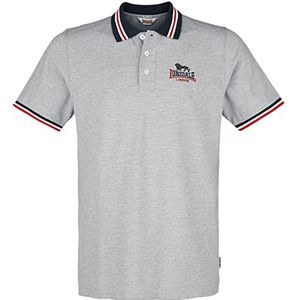 Lonsdale Heren OCCUMSTER Polo Shirt, Marl Grey/Navy/Red, XXL