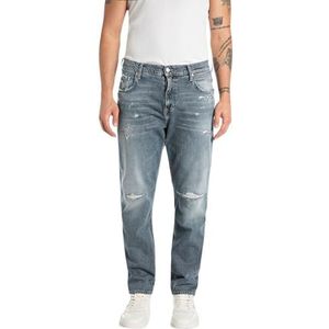 Replay Heren Relaxed Tapered Fit Jeans Sandot Original Collectie, 009, medium blue., 27W x 28L