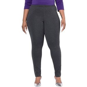 Ulla Popken Sienna Punto-broek voor dames, grote maten, grote maten, plus size, smalle pijpen, elastische tailleband, medium grijs melange, 47W / 32L