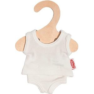 Heless 9221 - Poppenkleding gemaakt van elastisch jersey materiaal, 2-delige ondergoed set in wit met onderhemd en slipje voor poppen en knuffeldieren van maat 20-25 cm