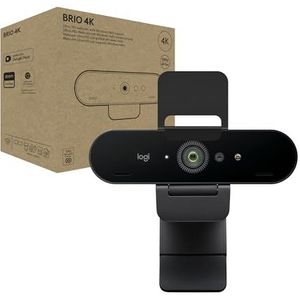 Logitech Brio 4K-webcam voor bedrijven, biometrisch aanmelden met Windows Hello, automatische lichtcorrectie, ruisonderdrukking, werkt met Microsoft Teams, Zoom, Google Meet, pc/Mac