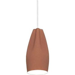 Pleat Box 13 LED-hanglamp, 4-8 W, met keramische kap en emaille binnenlamp, wit/bruin, 11,5 x 11,5 x 26 cm (A636-208)