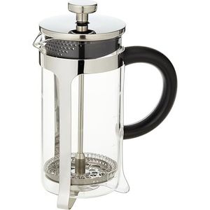 Melitta Koffiezetapparaat van glas met schaal, French Press, voor koffie of thee, magnetronbestendig, roestvrij staal, 400 ml (3 kopjes), Premium, roestvrij staal