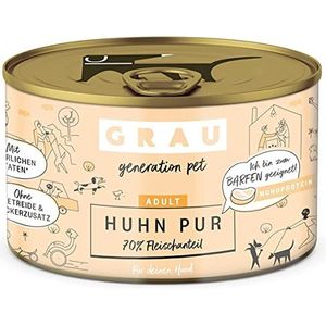 GRAU - het origineel - Natvoer voor honden - puur kip, 6 verpakking (6 x 200 g), monoproteïne, voor volwassen honden