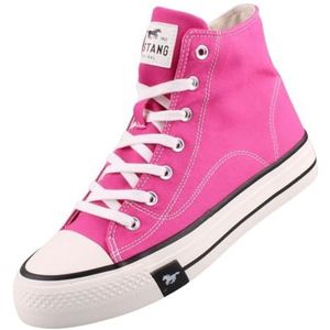 MUSTANG Canvas High Top Sneakers voor dames, zwart, EU 42, roze, 41 EU
