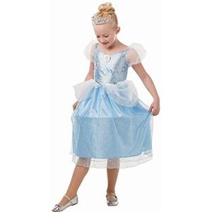 Rubie's Officiële Disney Prinses Assepoester Glitter en Sparkle Meisjeskostuum, Kindermaat Medium Leeftijd 5-6 Jaar