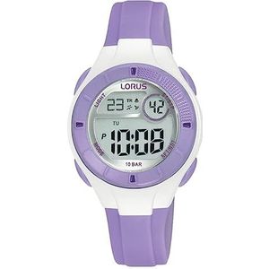 Lorus Digitaal kwartshorloge voor meisjes, met siliconen armband, R2347PX9, paars-wit, Riemen.