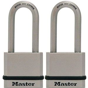 Master Lock M530XTLH Magnum Massief stalen hangsloten met sleutel, zilver, 2 stuks (pak van 1)