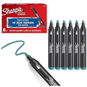 Sharpie Creative Marker Acrylverfmarkers | Ronde punt | Verfmarkers op waterbasis | Inkt loopt niet door en geschikt voor de meeste oppervlakken | Smaragdgroen | 6 stuks