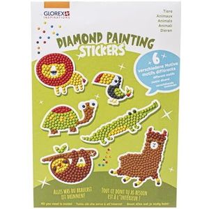 GLOREX 6 1242 701 - Diamond Painting Stickers, motief: dieren, handwerkset om te schilderen met glittersteentjes, voor kinderen vanaf 6 jaar