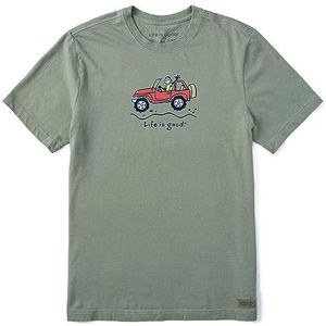 Life Is Good Crusher Crusher T-shirts voor heren, korte mouwen, katoen, grafisch T-shirt, off-road jake, Off-road Jake - Mosgroen, L