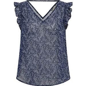 DreiMaster Vintage Dames blouse met korte mouwen, marine wolwit, M, marineblauw/wolwit, M