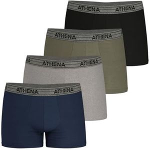 ATHENA Set van 4 Boxershorts - Marine/Grijs/Kaki/Zwart - Katoen/Stretch
