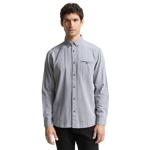 TOM TAILOR heren overhemd, 38968 - Navy Stripy Structuur, XL