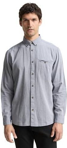 TOM TAILOR heren overhemd, 38968 - Navy Stripy Structuur, XL