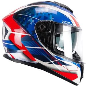 CGM Helm Full Face 360S Kad Race Blauw Rood, Maat M (57-58 cm)