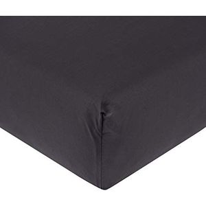 De Witte Lietaer Bumblebee hoeslaken, percale luxe katoen, donkergrijs, 180 x 200 x 40 cm