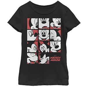 Disney Miki Expression Grid T-shirt voor meisjes, zwart, S