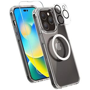 XClear [6-in-1 beschermhoes compatibel met iPhone 14 Pro Max hoesje (2022), met 3-pack schermbeschermer van gehard glas + 2 stuks cameralensbeschermer premium kwaliteit beschermhoes slanke dunne