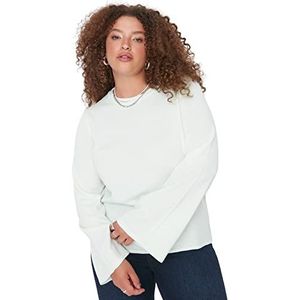 Trendyol Dames ronde hals effen normale plus grootte trui sweatshirt, mint, 4XL, Munt, 4XL