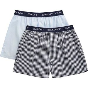 Gingham and Stripe Boxer SH 2-pack, classic blue, S