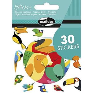 Maildor decoratieve tropische vogels stickers, 30 stuks