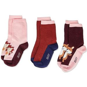 Sigikid Meisjes Mini Set 3-delig Autumn Forest Klassieke sokken, rood/roze, 31/33, rood/roze.