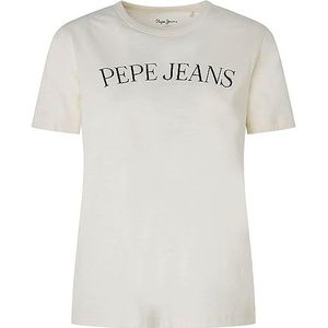 Pepe Jeans Dames VIO T-shirt, Wit (Mousse), L